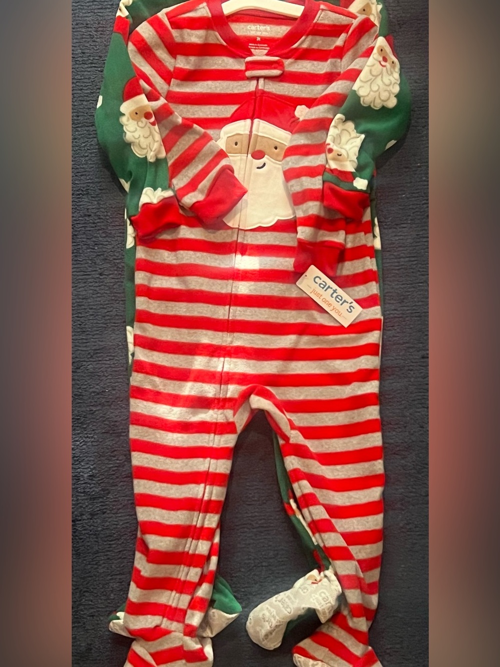 Carter's Two Sets of Christmas One-Piece Footed Pajamas